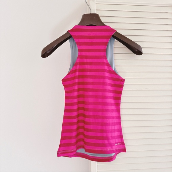 NWOT♥️ NIKE PURE COURT TOP in PINK sz XS V-NECK SLEEVELESS STRIPE TENNIS GOLF - Picture 4 of 6